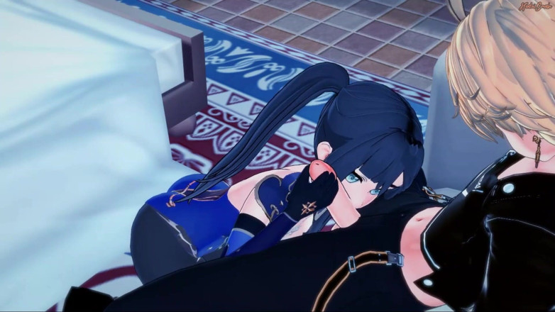 Hentai Smash: Mona menunggang batang selepas melakukan 69 dengan Aether - Genshin Impact Hentai.
