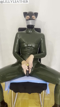 Gagged Latex Girl Tapes Her Mouth and Had an Intense Orgasm