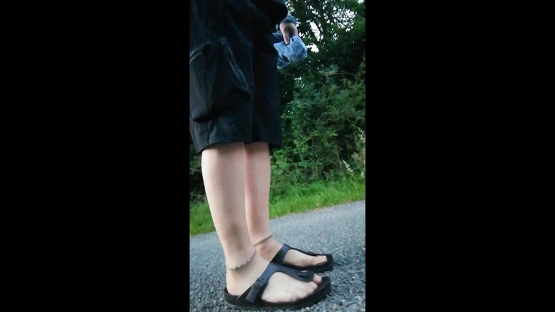Carmen_Nylonjunge: Out and About with Nylon Feet in Birkenstocks in the...