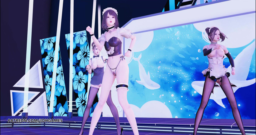 3D-Hentai Games: Hurly burly sexy cameriera spogliarello caldo 4K