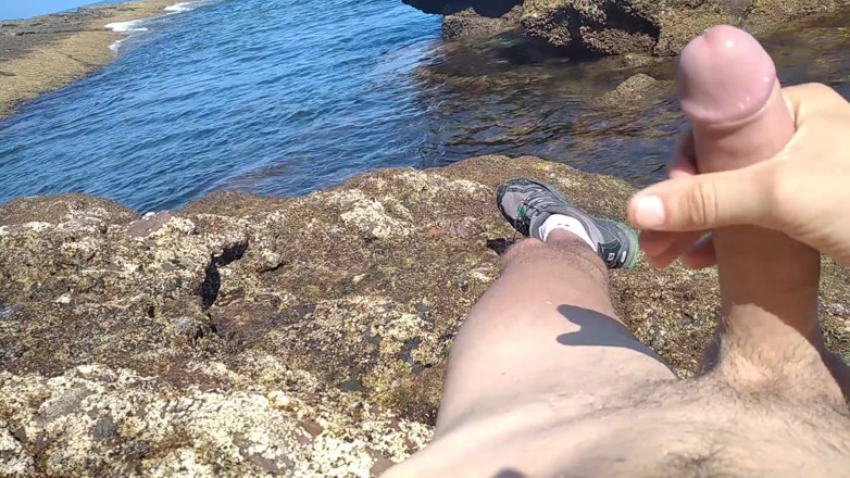 Elvissc: Jerking off a Big Hard Dick Overlooking the Sea in...