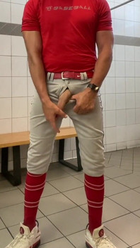 Buff Dilfjockdad87 Edges in the Locker Room in Baseball Gear
