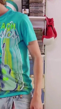 Сurious horny teen boy slips anal beads into his little tight hole