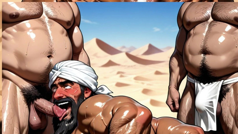 Real narrated fantasy Hentai: Los Sumerios Mantienen Una Orgía Gay En El Desierto Caliente....