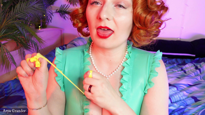 Arya Grander: Rip off clothes: ripping latex rubber yellow gloves Arya Grander