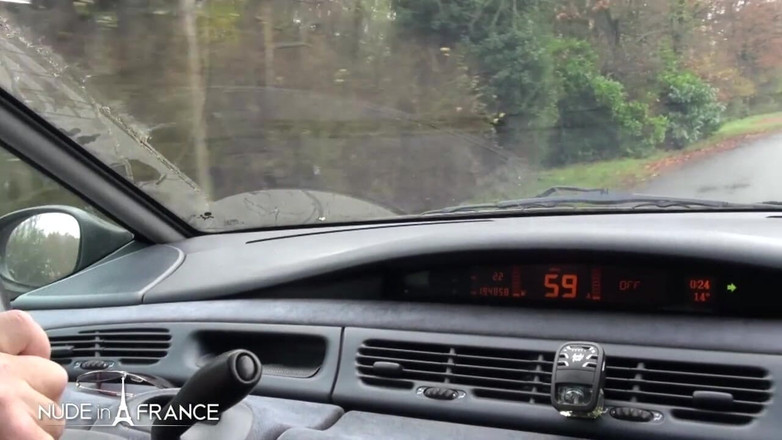 Nude in France: 华丽的年轻金发女郎被出租车司机舔和