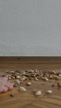 피스타치오 껍질을 걷는 130kg 여자 - 바삭바삭한 소리