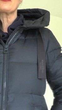 Zipper Test on a Dark Blue Down Coat, Lady Victoria Valente