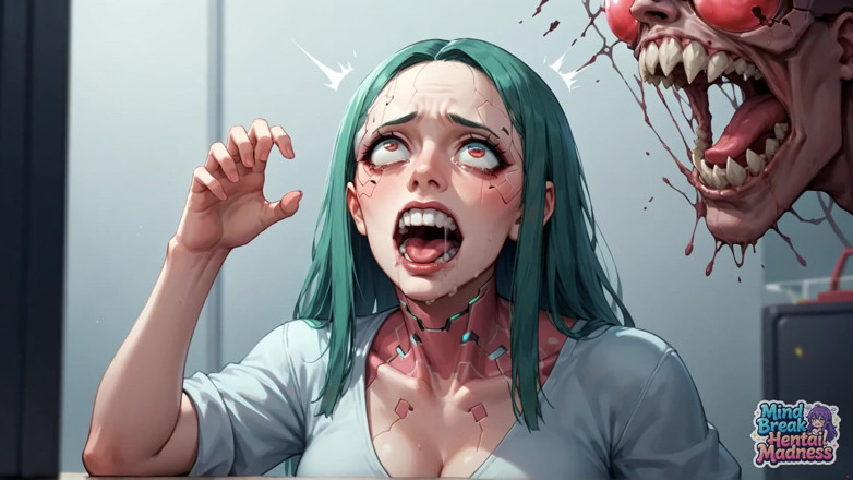 Mind Break Hentai Madness: Зелене волосся тріснула перерву на шиї: вибух рідини робота чоловіків