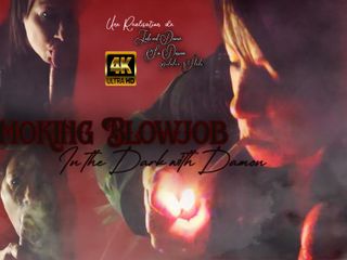 Jade and Damon sex passion: Smoking blowjob in the dark