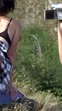 Neglected brunette milf gets fucked in the woods by two horny strangers