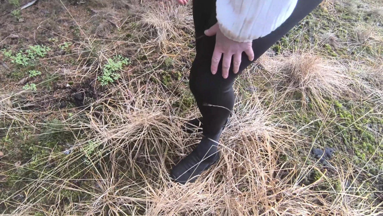 Bouncy Tits Action: Completely Naked in the Forest - Tits and Vagina Whipping
