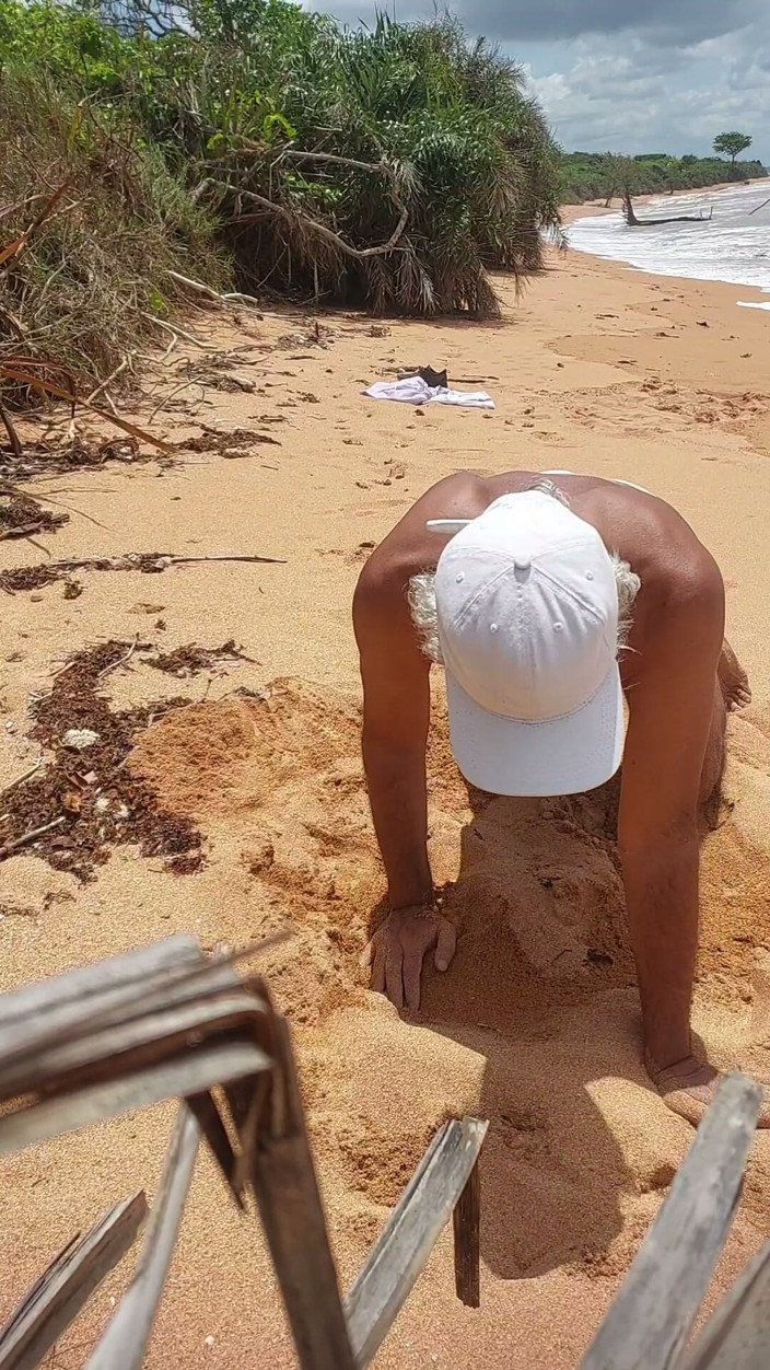 Ladysilvas: Ladysilva Femboy on the Beach Wearing Panties Showing off Her...