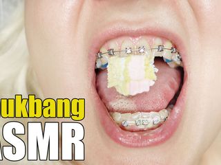 Arya Grander: 戴牙箍的ASMR mukbang视频