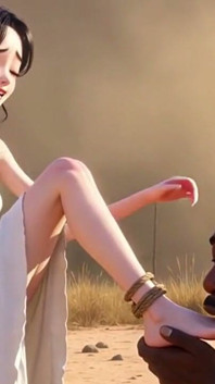 White Woman Tied in Africa - African Man Licking Her Feet