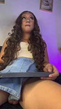 Aline Costa Gets Horny and Her Cock Gets Rocky