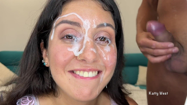 Katty West: Compilação facial. Compilação de porra no rosto e boca