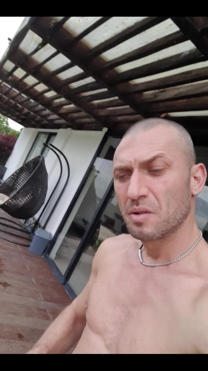 Boy jerking off: Nude by the Pool