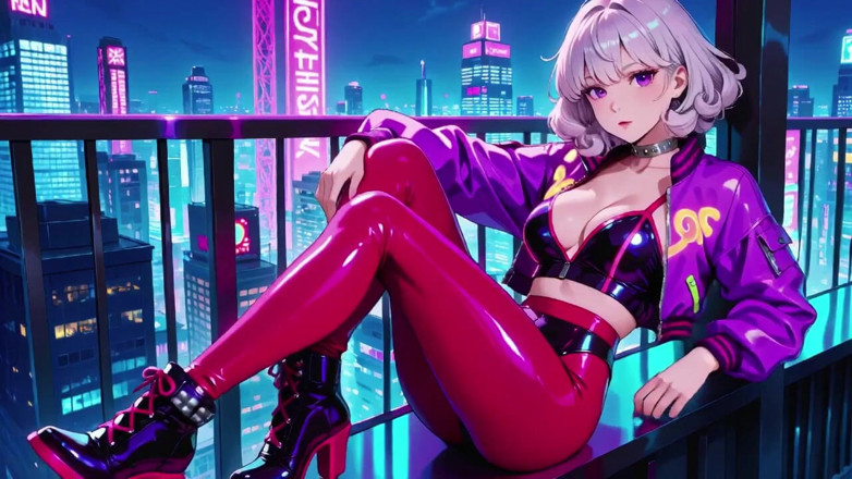Tay Swift X: Provocando em um body roxo na varanda do arranha-céus, puxando...