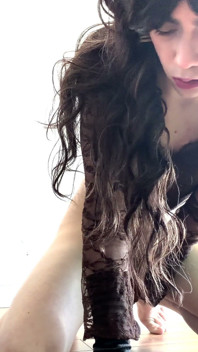 Pretty Trans Teen Deepthroats and Rides BBC Dildo