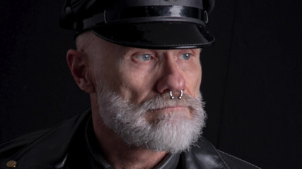 Muscles Cigar FFPig: Leather Stepdad Lighting a Big Ring