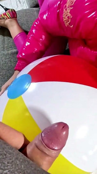Dominant Pink Downjacket MILF Beach Ball Fetish. Deepthroat, Reverse Cowgirl, Doggy and Triple Cum
