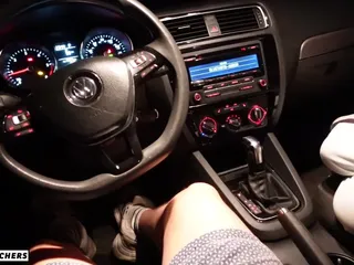 GoldTeachers: Cheating Blowjob in Car While Hubby Play Games