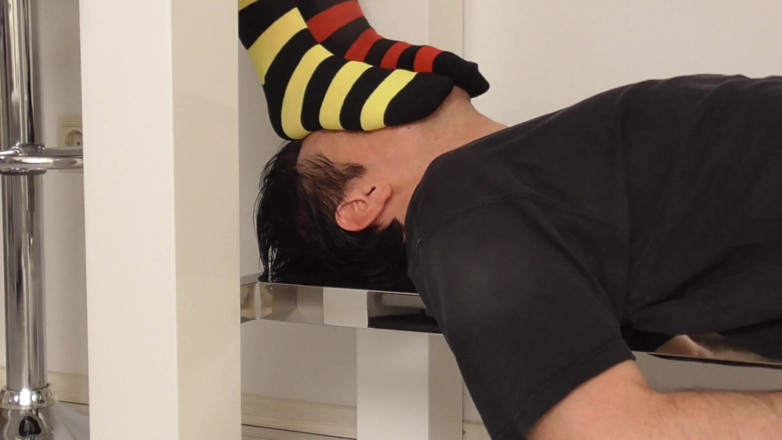Foot Girls: Teen mistress sock smelling footrest!