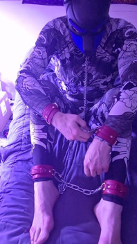 Self Bondage Chain Leather Collar Feet