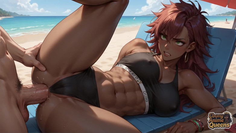 Ebony Anime Queens: Quatre reines d’ébène. 1 Plage. Sexe oral, trio. Salope sexy et...