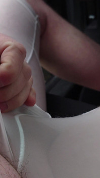 Nylonjunge Playing with Cock in White Nylon Shorts