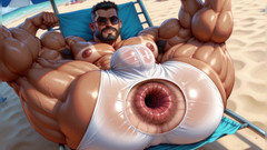AI gay porn: 肌肉发达的男人大屁股洞特写
