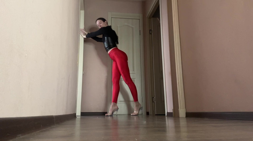 Asmr Mistress in Latex and Red Leggings Strides Across the Room (Holy Harlot)