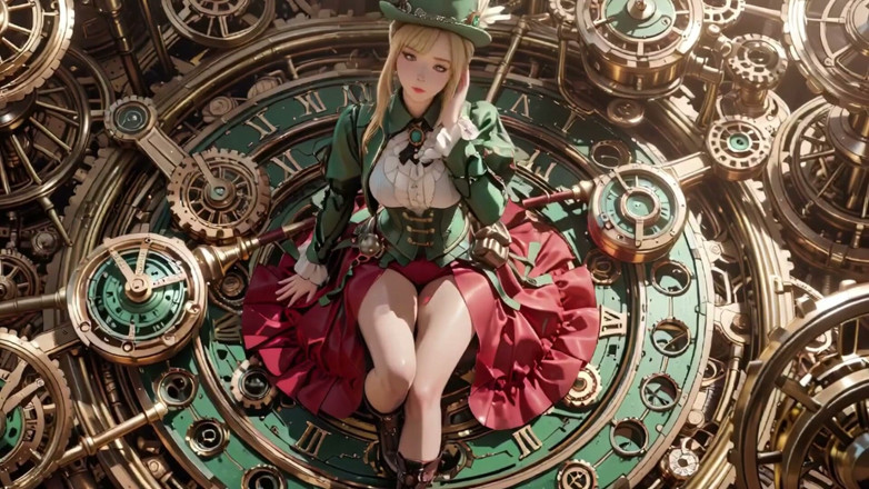 Seraphina Vale: Steampunk, blonde sekretärin! Faul posiert inmitten riesiger gears