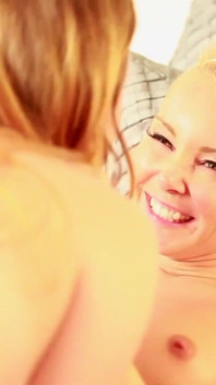 Hot lesbian action with small titted blonde