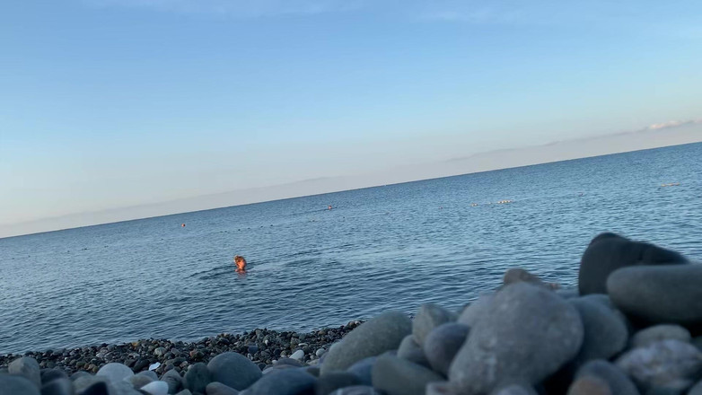 Monika Fox: Monika Fox plave nahá v moři