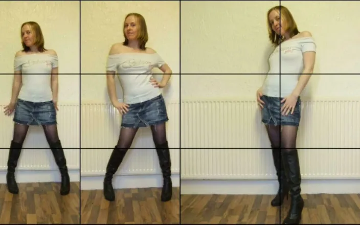 Littlevixen: Haley Posing in Pantyhose - Denim Miniskirt and Boots