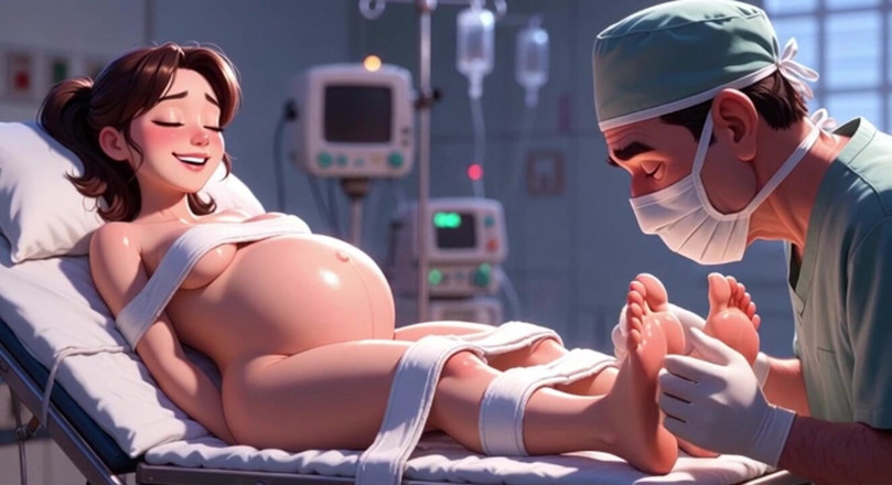 YOUR BEST FANTASY: Naughty Doctor Sucking Pregnant Patient Toes in Surgery