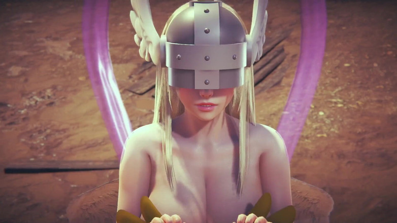 Wraith ward: Angewomon站立并携带第一人称视角 - Digimon Hentai Parody