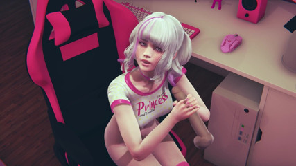 Waifu club 3D: ゲーマーの女の子が初めて本物のコックに触れる