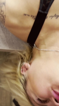 Tattooed Blonde in Pink Stockings Sucks Cock and Gets Fucked on the Table