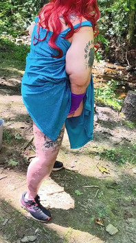 Pulling up Her Dress in the Woods She's a Squirting Mess