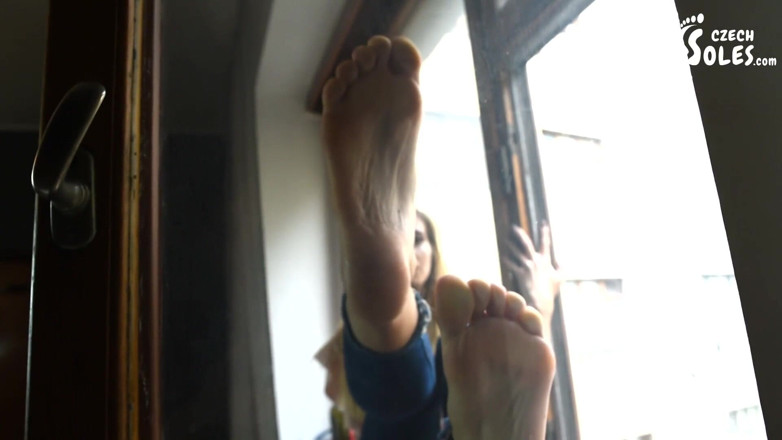 Czech Soles - foot fetish content: Amazing bare soles pressing on glass