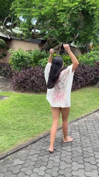 Provocação ao ar livre de biquíni, corpo molhado na cachoeira