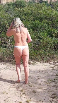 Granny in a White String Tanga!