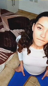 Sexy Latina Girl on Her Knees Asking You to Fill Her Mouth with Milk