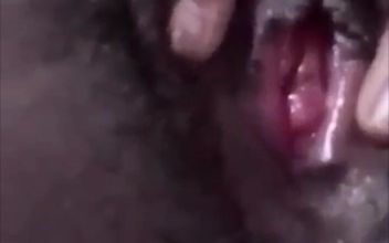 African Teen Fingering Hairy Pussy for Daddy…