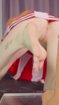 Naughty Cheerleader Blowjob & Footjob
