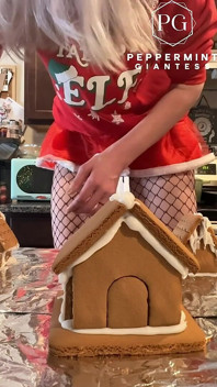 73 Giantess in 8-inch Heels Decorates a Gingerbread Village