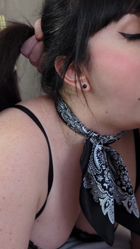 (711) Loads of Lipstick Blowjob and Cum Facial in a Silk Scarf, Rht Stockings, Garter Belt and High Heel Platforms - Dame Olga